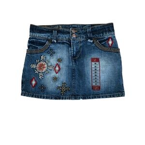 Western Denim embellished mini skirt 28